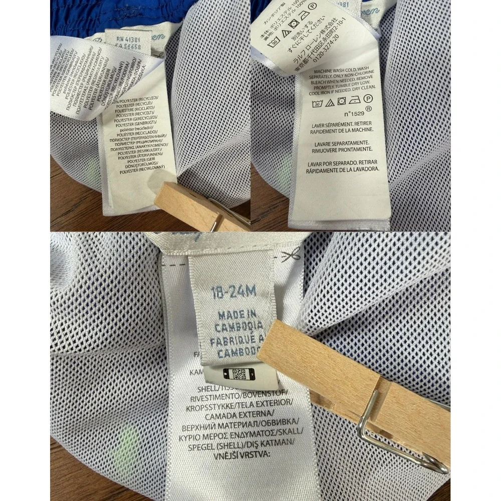 Polo Ralph Lauren Kids Royal Blue All Over Pony Swim Trunks 18-24M Mesh Lined